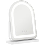 Cosmetic Mirror, LED Light 3 Colors 360° Rotatable, White Metal Frame
