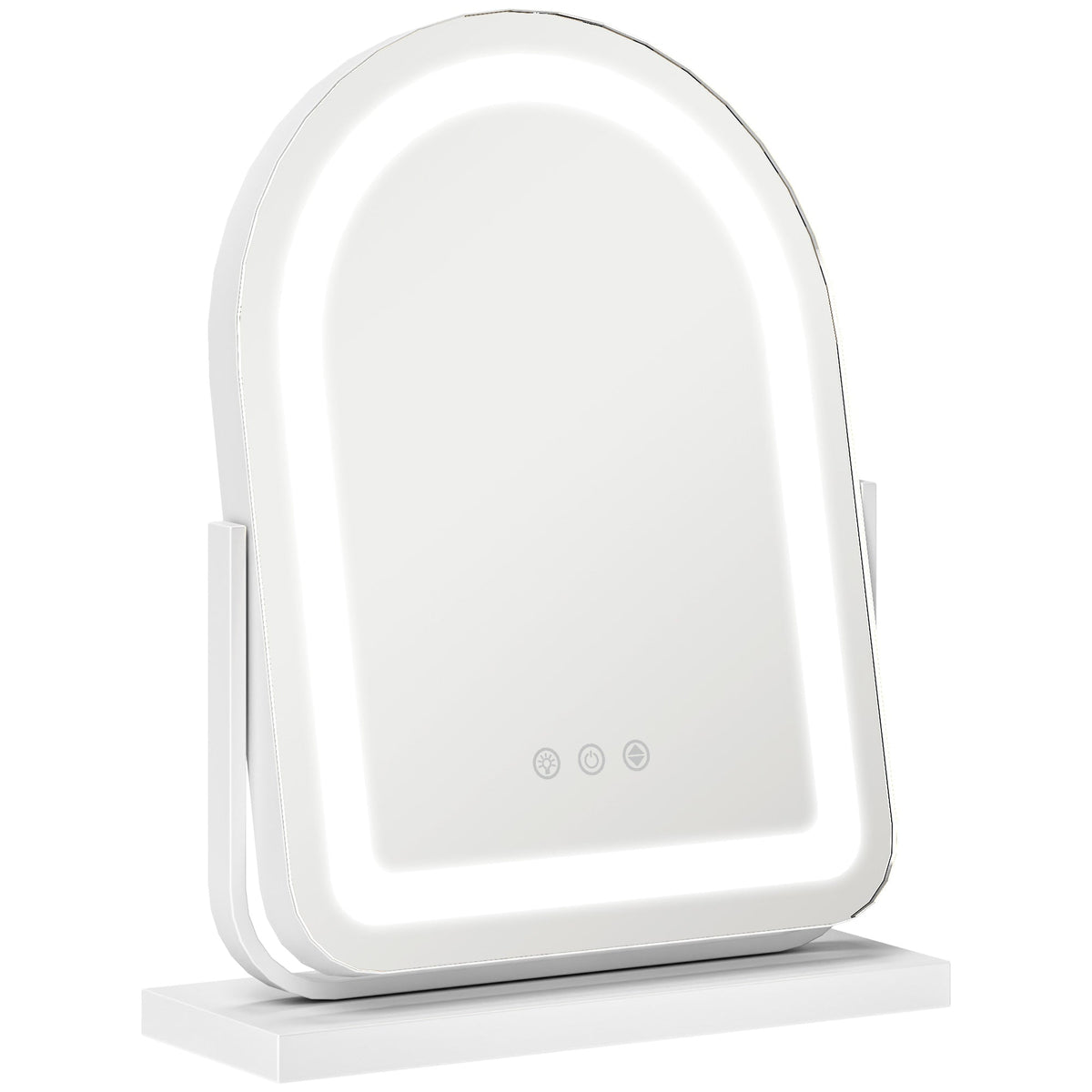 Cosmetic Mirror, LED Light 3 Colors 360° Rotatable, White Metal Frame