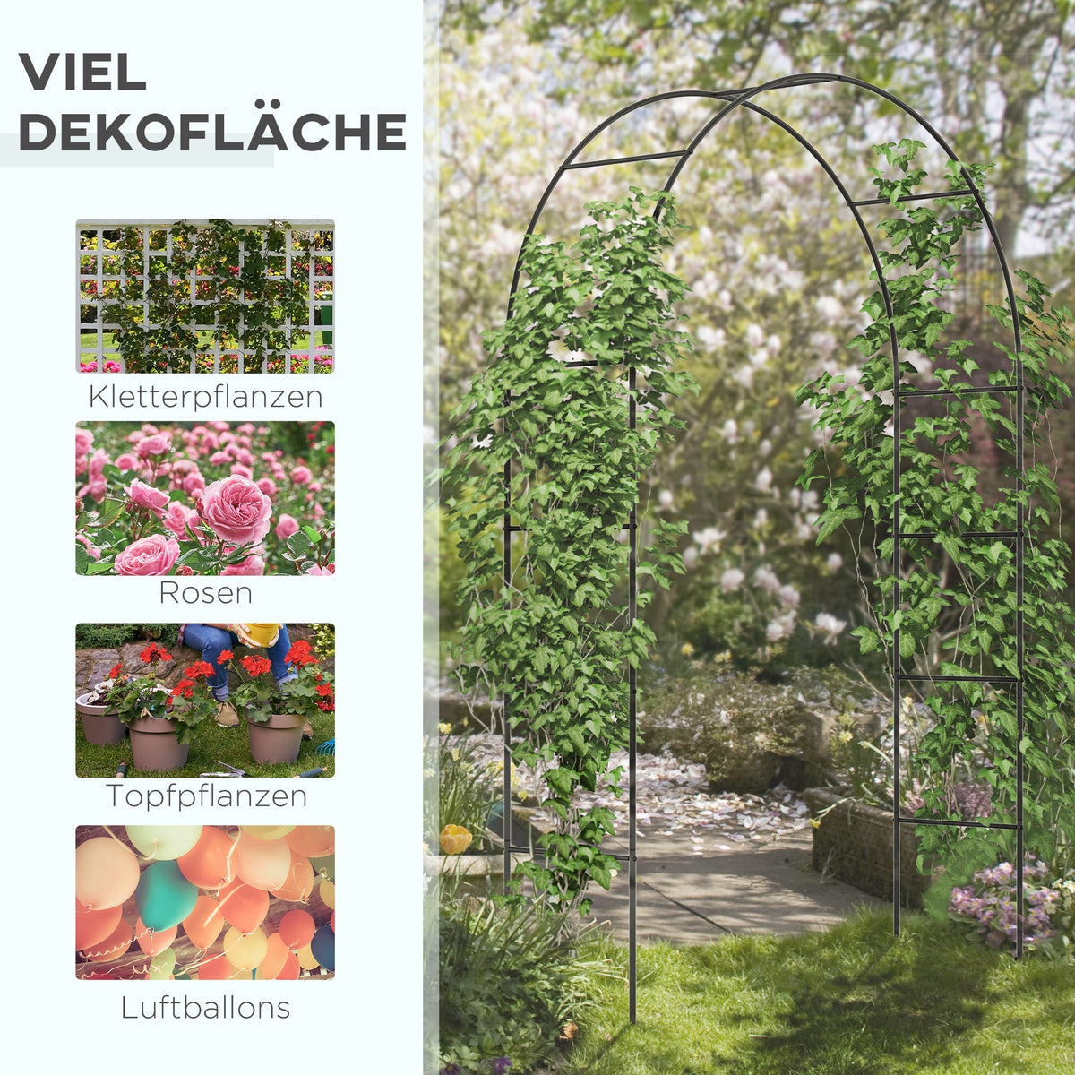 Rose Arch Metal Archway Garden Arch Climbing Plants Black