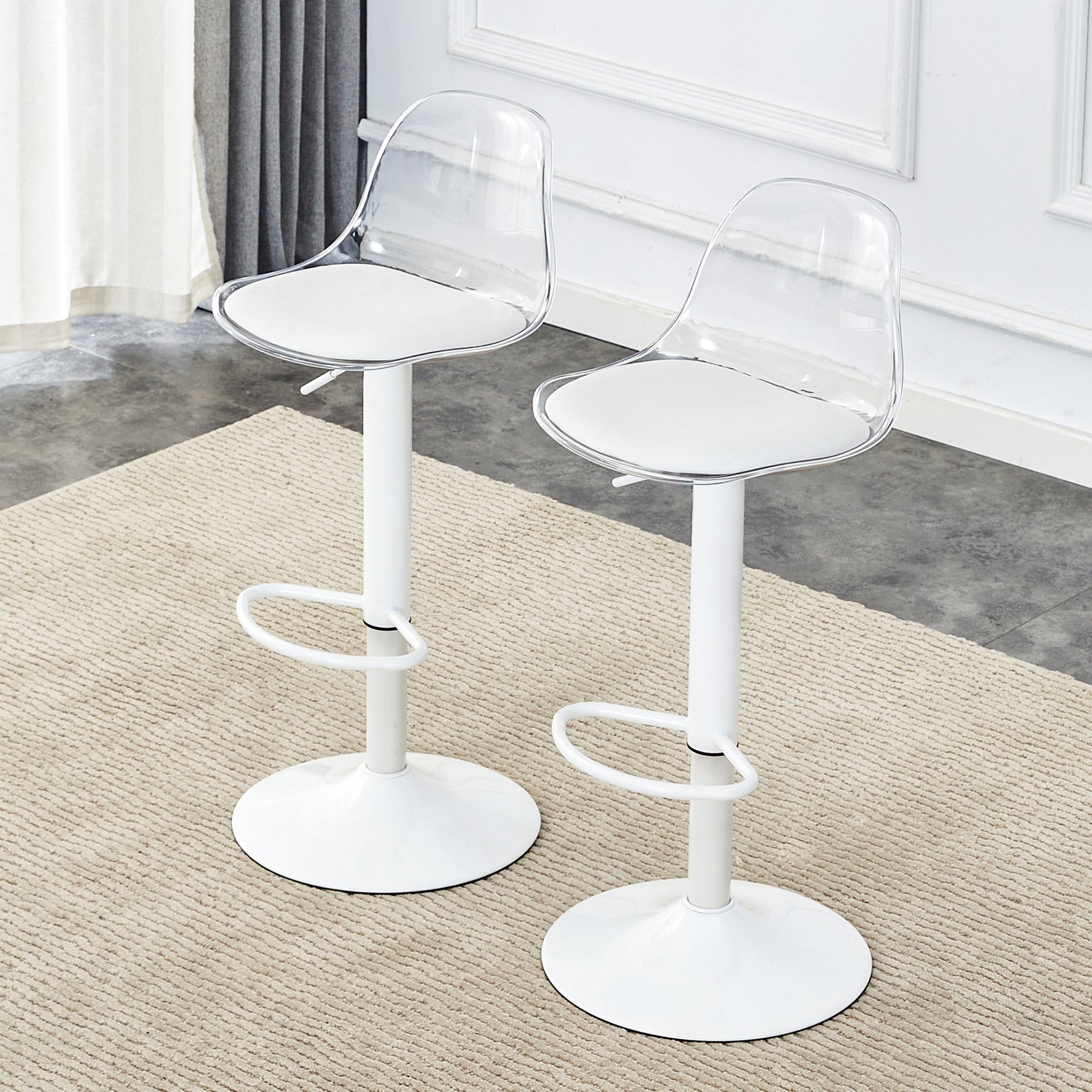 Adjustable Beam Chair (2-Pack) Swivel & Height Adjustable - Transparent/White