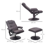 Massage Chair with Footstool Swivel Electric Recliner Remote Control, Faux Leather Brown