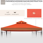 Replacement Roof for 3x3m Gazebo, Weatherproof & Durable, Rust Red Polyester