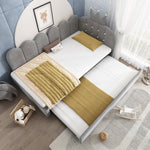 L-Shape Sofa Bed with Pull-Out Guest Bed and Crown Lattice Design, 90x200cm, Grey Velvet