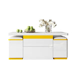 Coffee Table Multifunctional High-Gloss Adjustable Foldable Dining 100x50x43cm - White