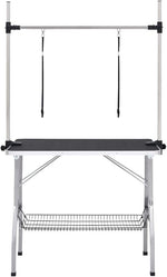 Collapsible Pet Grooming Table, Adjustable Arm & Storage, Steel Legs
