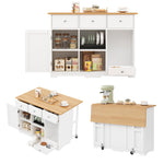 Kitchen Trolley, Mobile Serving Island Drawer Pet Food Area, White