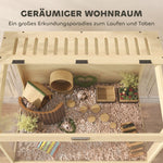 Hamster Cage 2 Tier Rodent Cage, Folding Lid, Natural Wood