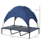 PawHut Outdoor Dog Bed with Canopy, Foldable, blue + black