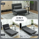 Folding Recliner Chair, Bed Function, Adjustable Backrest, Velvet, Dark Grey