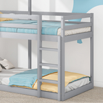 Bunk Bed 90x200cm House Bed with Ladder and Canopy Solid Wood Grey