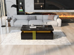 Modern Rectangular Coffee Table with 2 Drawers, High-Gloss and Marble