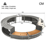 Garden Lounge Set Round Sofa Adjustable Feet Cushions