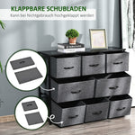 Chest of Drawers, 8 Fabric Drawers, Metal Frame, Dark Gray