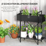 2-Tier Plant Stand, 70cm High, Metal, Black