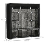 Fabric Wardrobe, Zippered 1 Clothes Rail 10 Shelves, Nonwoven Fabric