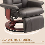 Reclining TV Armchair, Swivel Adjustable Backrest 150 kg Capacity, Faux Leather Brown