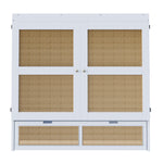 Wall Bed 140x200cm, Vertical with Slatted Frame & Storage Drawers, Rattan Design White