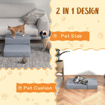 Pet Stairs, 2 Steps Foldable, Dog Stairs, Grey PU Leather