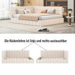 Upholstered Bed Sofa Bed 160x200 Multifunctional Slatted Frame Velvet Beige