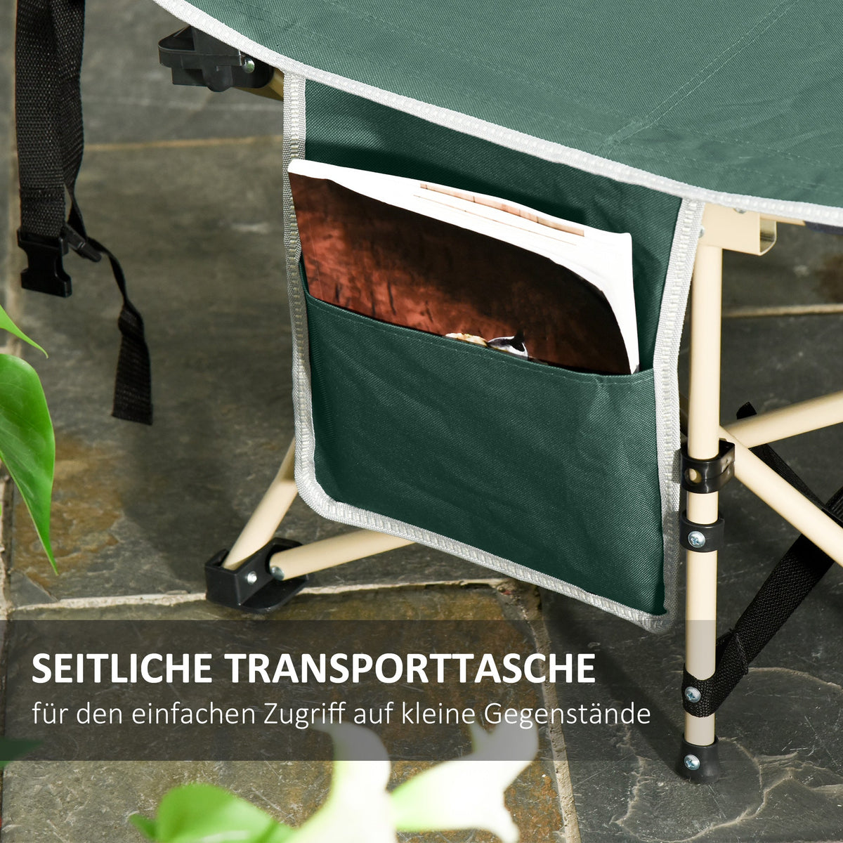 Folding Camping Bed Cot, Portable with Storage Bag 190x68x52 cm, Steel Oxford Green