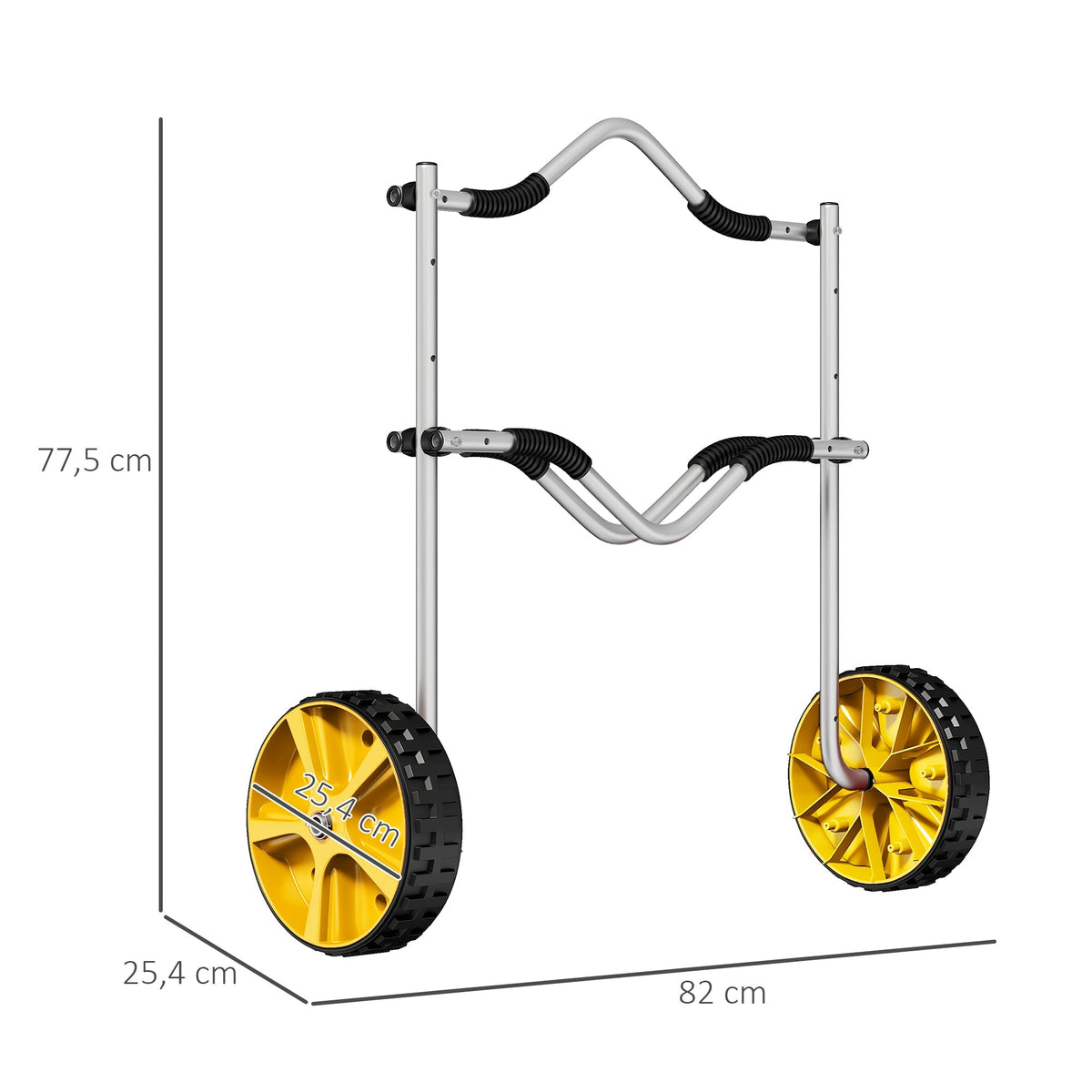 Kayak Trolley Adjustable, Tension Strap, Aluminum Yellow