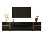 Luxurious TV Stand with Drawers and Doors, Modern High-Gloss Finish, Gold Edges