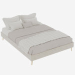 Modern Minimalist Bed Frame 140x200 Low-Profile Dutch Velvet, Beige