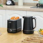 Kettle Toaster Set, 2200W 1.7L 2-Slice 6 Browning Levels, Black