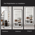Full-Length Wall Mirror 125x45cm - Natural Wood Frame