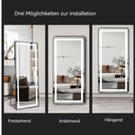 Full-length Vertical Mirror, LED Dimming 163x54CM, Aluminum Alloy Black