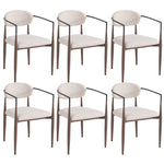 Dining Chair Set (6 Pcs) Modern Luxury Ergonomic Adjustable Legs - Linen Fabric