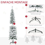 Artificial Christmas Tree, Slim Snow-Covered Fireproof, Green/White