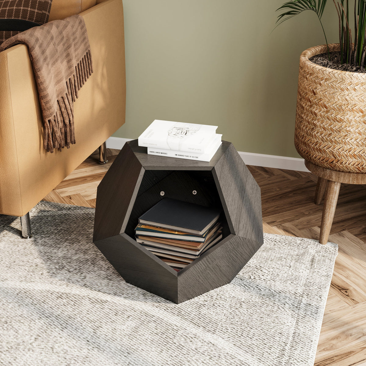 Modern Pet Furniture Cat Carrier Sofa Side Table Planter Multifunctional, MDF Black Brown