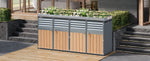 Garbage Can Enclosure with Ventilated Louvers, Lockable Four Doors and Planting Area, Galvanized Steel