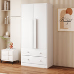 Wardrobe Double Door Drawers Storage 70x40x170cm, White