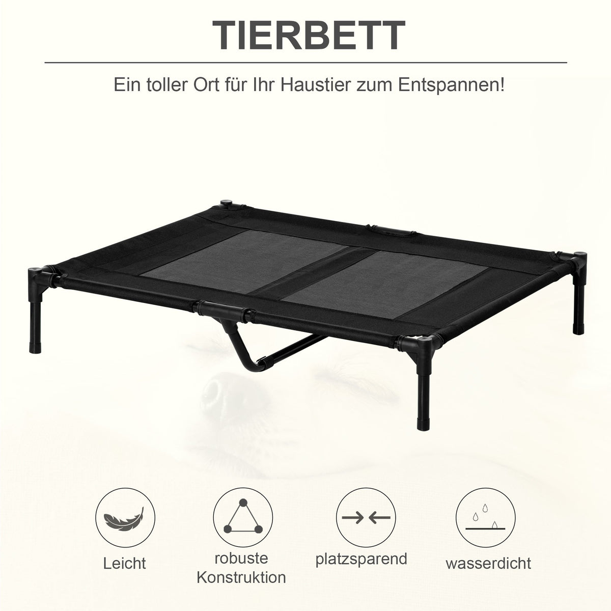 Dog Lounger Elevated Outdoor Bed & Sofa, Oxford Black