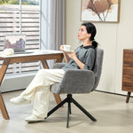 Swivel Lounge Chair, Upholstered with Button Stitching, Dark Grey Wool-Linen