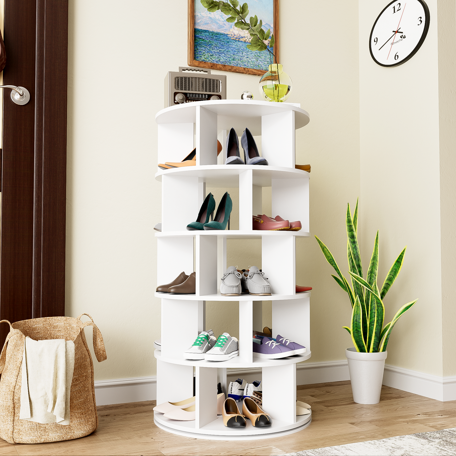 Shoe Rack Rotating Angle, 5 Levels, White