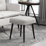 Square Footstool/Stool, Footrest Steel Legs, Cashmere Look Light Grey