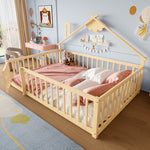 Flatbed 140x190cm House Rail with Lock - Pine Wood Natural