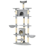 Cat Tree, Large 200 cm XXL with Cat Caves, Hammocks, Light Grey