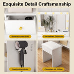Dressing Table with LED Light, Power Outlet, 4 Drawers & Stool, White