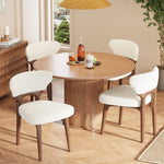 Solid Wood Dining Chairs, Set of 2, Modern Comfortable and Breathable, Light Beige Chenille