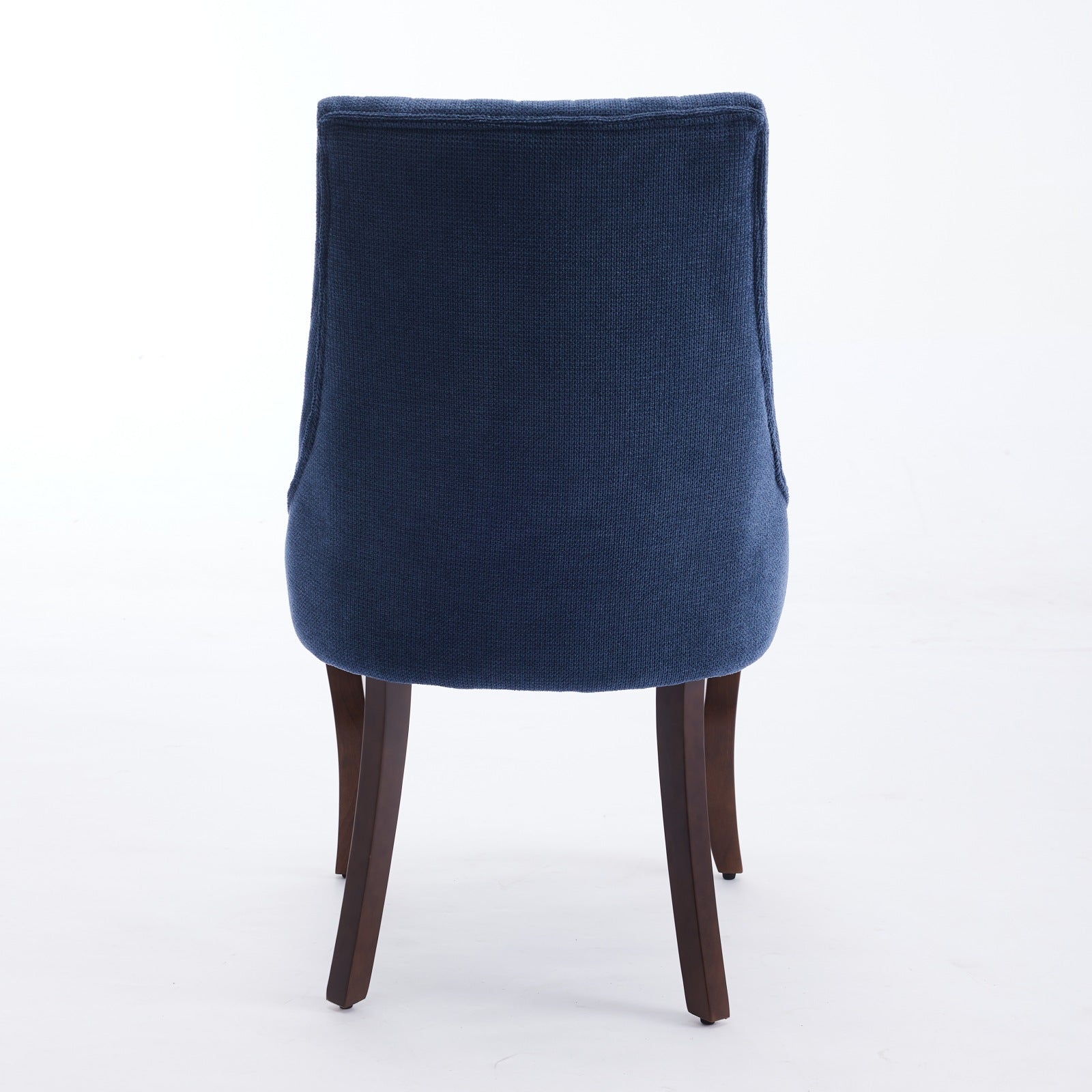 Dining Chairs Set of 2 Channel Upholstered Solid Wood Legs - Blue Linen