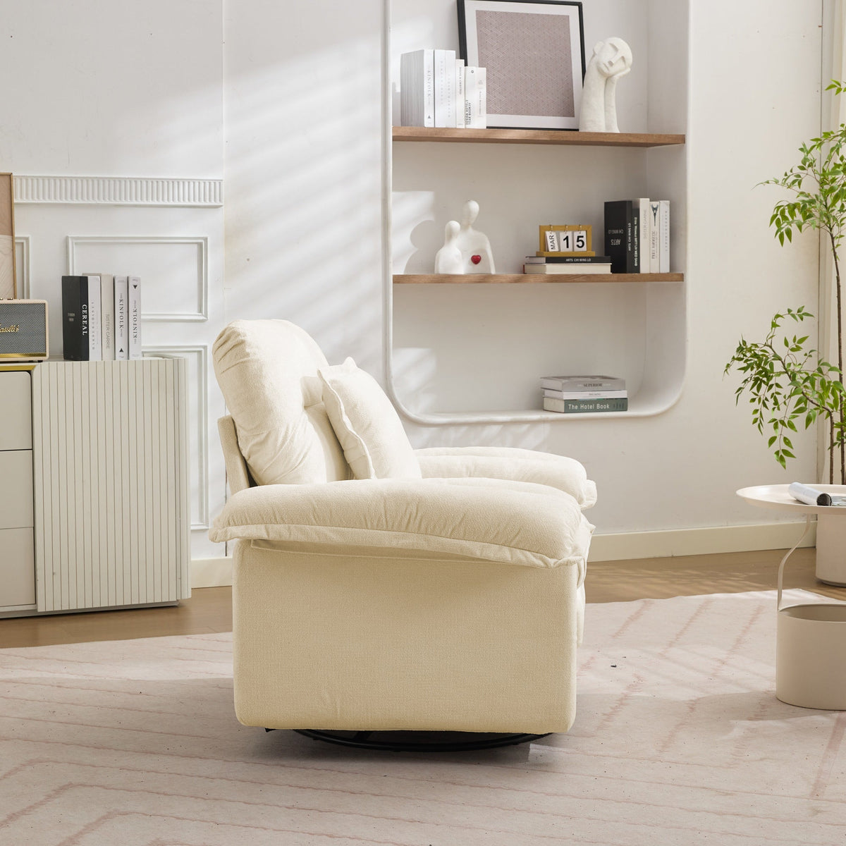 Swivel Armchair Oversized 360° Accent with Support Cushion - Chenille
