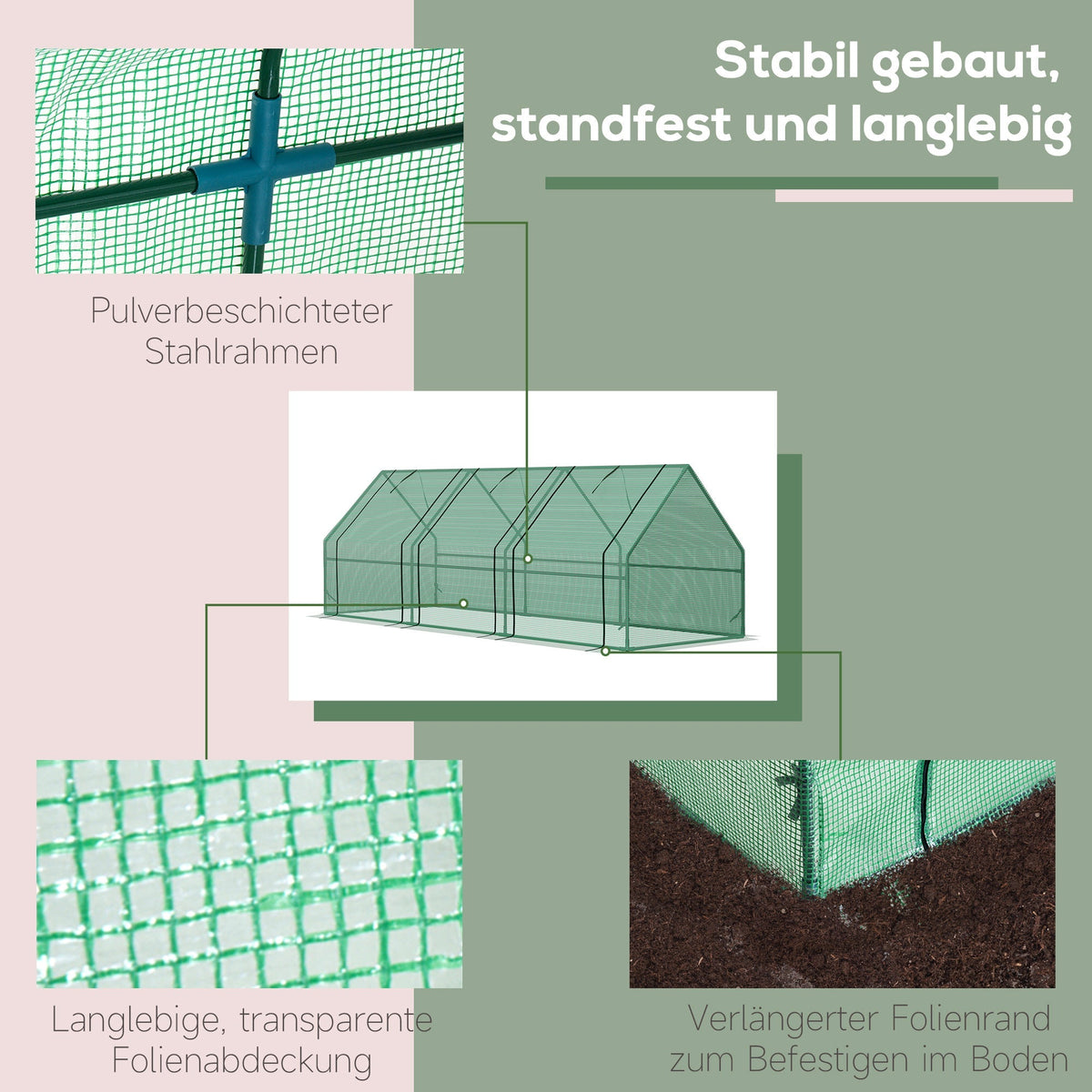 Greenhouse Cold Frame, 270x90x90cm Tomato House for Garden/Balcony, Green