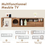 TV Cabinet Coffee Table Set, 2-Piece Rotating Multifunctional Cat Basket, Walnut