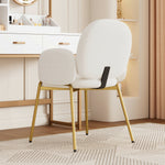 Dining Chairs and Lounge Chairs with Gold Legs, Set of 2, Beige Teddy