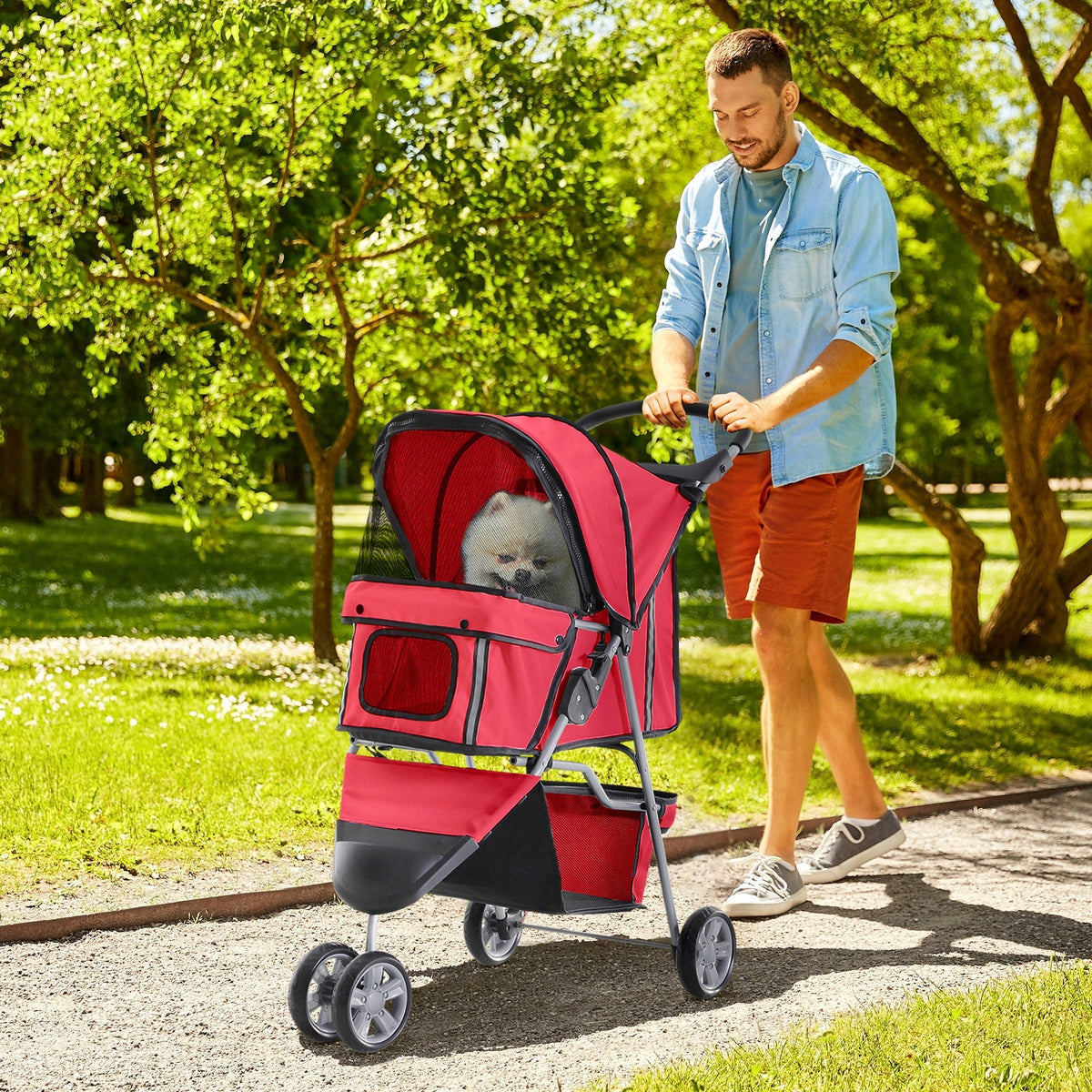 Dog Stroller, Lightweight & Foldable, Red
