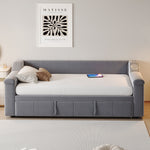 Upholstered Sofa Bed, 90/180*190cm Bluetooth Stereo USB Storage, Grey Velvet